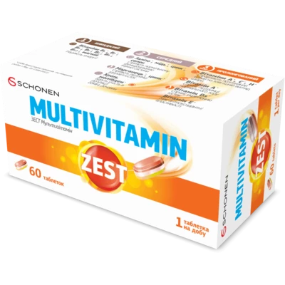Зест (ZEST) Мультивитамин трехслойные таблетки №60 — Фото 1