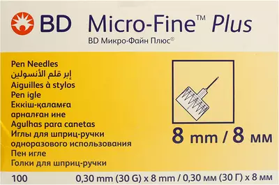 Голка для шприц-ручки BD Мікро-Файн Плюс (BD Micro- Fine Plus) розмір 30G (0,3 мм*8 мм) №100 — Фото 1