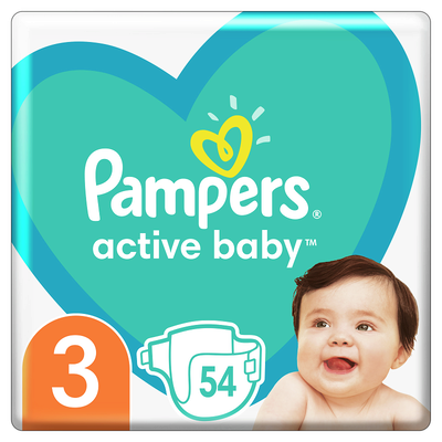 Підгузники для дітей Памперс Актив Бебі-Драй Міді (Pampers Active Baby-Dry Midi) розмір 3 (6-10 кг) 54 шт — Фото 1