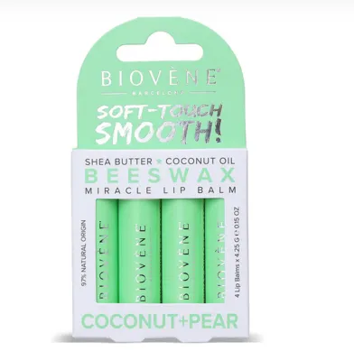 Біовен (Biovene) бальзам для губ зволожуючий кокос та груша 4 шт — Фото 1 Біовен (Biovene) бальзам для губ зволожуючий кокос та груша 4 шт — Фото 1
