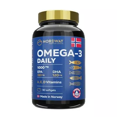 Нордвей Дейли Омега-3 (Nordway Omega-3 Daily) капсулы мягкие 1000 мг №90 — Фото 1