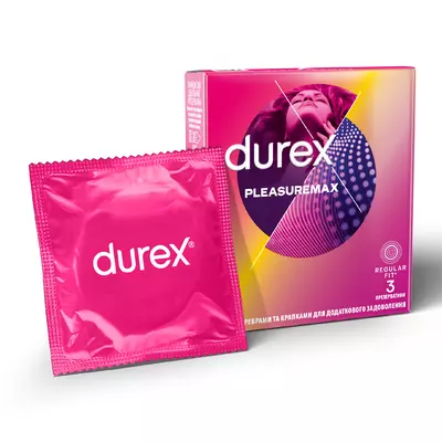 Презервативи Дюрекс (Durex Pleasuremax) з крапками та ребрами 3 шт — Фото 1