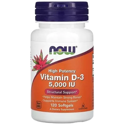 Нау (Now) Витамин D-3 5000 МЕ капсулы №120 — Фото 1