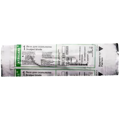 Лезо для скальпеля Медікеа (Medicare) одноразове стерильне розмір 12, 1 шт — Фото 1