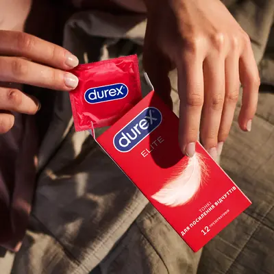 Презервативи Дюрекс (Durex Elite) латексні з силіконовою змазкою тонкі 12 шт — Фото 7