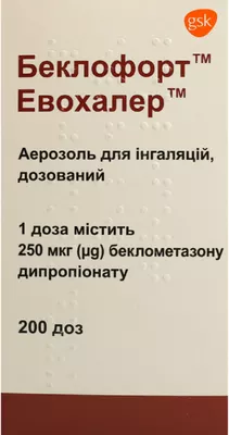 Беклофорт Евохалер аерозоль для інгаляцій 250 мкг/доза балон 200 доз — Фото 1
