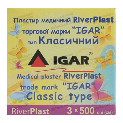 Пластырь Риверпласт Игар (RiverPlast IGAR) классический на хлопковой основе в картонной упаковке размер 3 см*500 см 1 шт — Фото 1