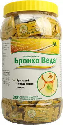 Бронхо Веда льодяники зі смаком меду та лимону банка №300 — Фото 1