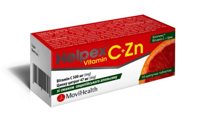 Хелпекс вітамін C + цинк таблетки шипучі зі смаком сицилійського апельсину №10 — Фото 1