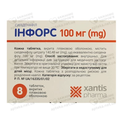 Інфорс таблетки вкриті оболонкою 100 мг №8 — Фото 2