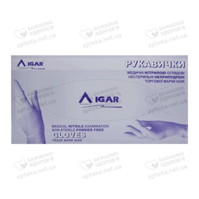 Перчатки смотровые нитриловые нестерильные Игар (IGAR) неприпудренные размер М (7-8) 1 пара — Фото 1