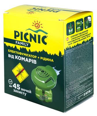 Пікнік Фемілі (PICNIC Family) комплект електрофумігатор + рідина проти комарів 30 мл (45 ночей) — Фото 1