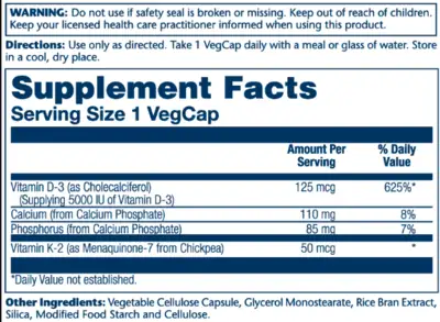 Соларай (Solaray) Витамины Д3+K2 капсулы №60 — Фото 2
