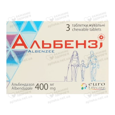 Альбензи таблетки жевательные 400 мг №3 — Фото 1