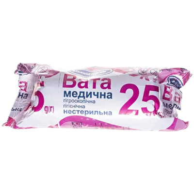Вата медична гігроскопічна нестерильна ролик Білосніжка 25 г — Фото 2