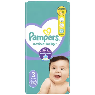 Подгузники для детей Памперс Актив Беби (Pampers Active Baby) размер 3 (6-10 кг) 54 шт — Фото 2