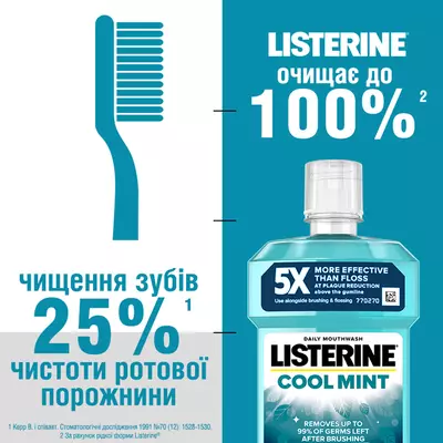 Ополіскувач для порожнини рота Лістерин (Listerine) Свіжа м'ята 250 мл — Фото 10