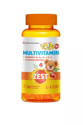 Зест (ZEST) Кідз Мультивітамін жувальні пастилки у формі ведмедиків для дітей №30 — Фото 1