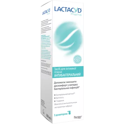Средство для интимной гигиены Лактацид Фарма (Lactacyd Pharma) Антибактериальный во флаконе с дозатором 250 мл — Фото 2