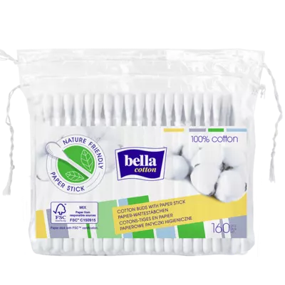 Ватні палички Белла Коттон (Bella Cotton) упаковка поліетилен 160 шт — Фото 1