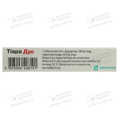 Тиара Дуо таблетки покрытые оболочкой 160 мг/12,5 мг №28 — Фото 2