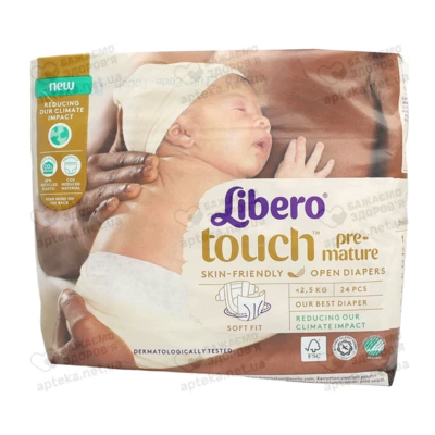 Підгузники для дітей Ліберо Тач (Libero Touch pre-mature) розмір 0 (до 2-5 кг) 24 шт — Фото 1