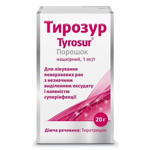 Тирозур порошок нашкірний флакон 20 г, Енгельгард Арцнайміттель купити - ціна 329.5 грн. в Україні | Аптека «Бажаємо здоров