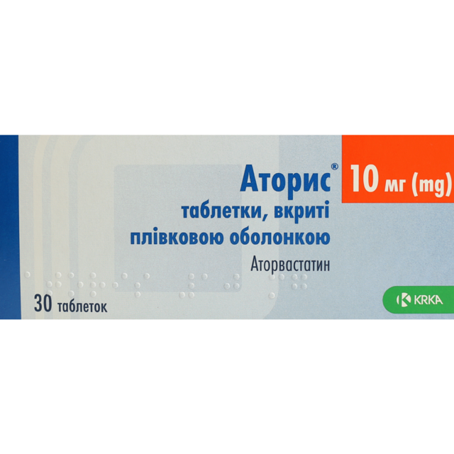 Аторис таблетки вкриті оболонкою 10 мг №30, КРКА купити - ціна 263.4 грн. в Україні | Аптека «Бажаємо здоров
