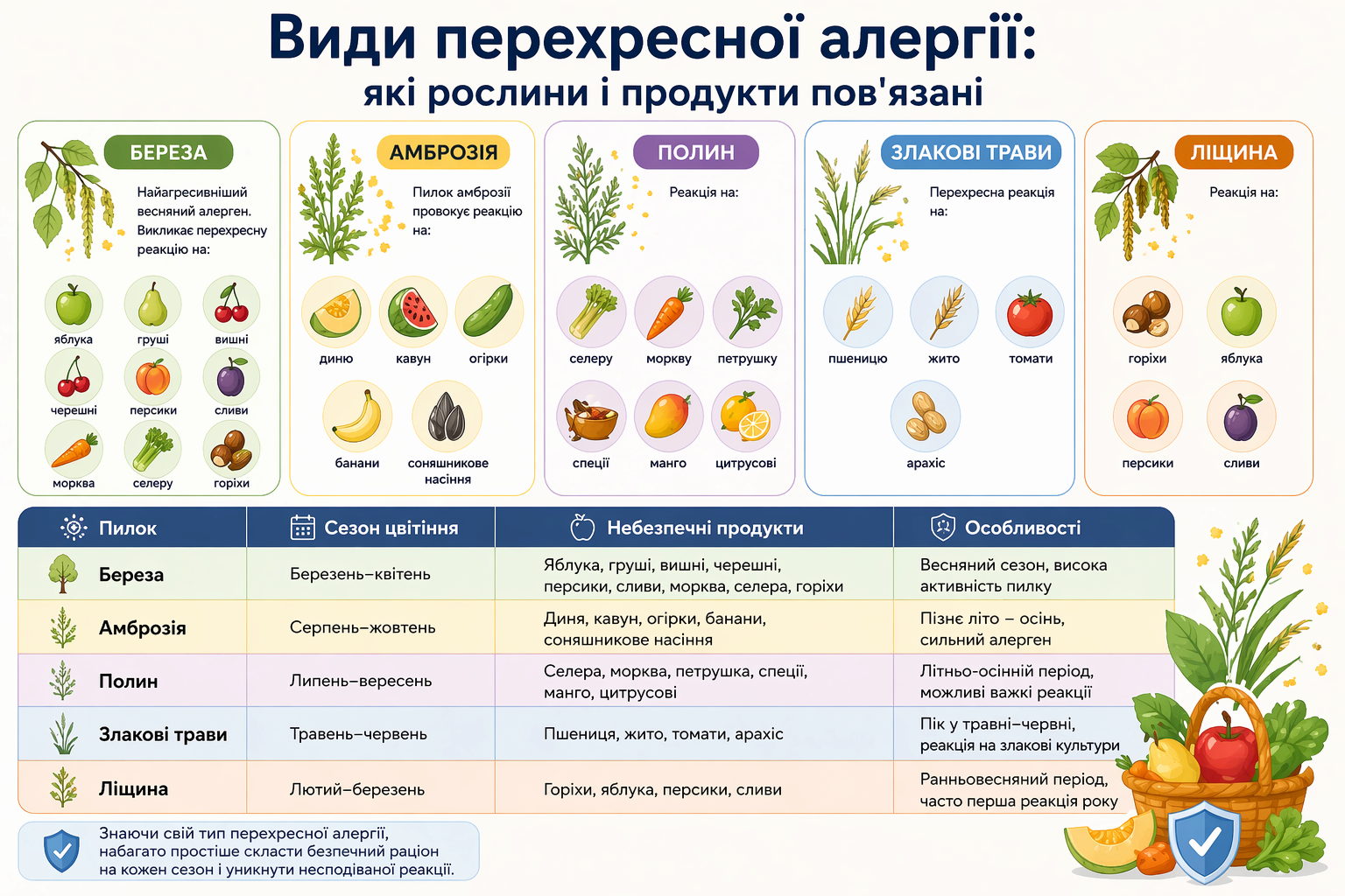 Види перехресної алергії: які рослини і продукти пов'язані